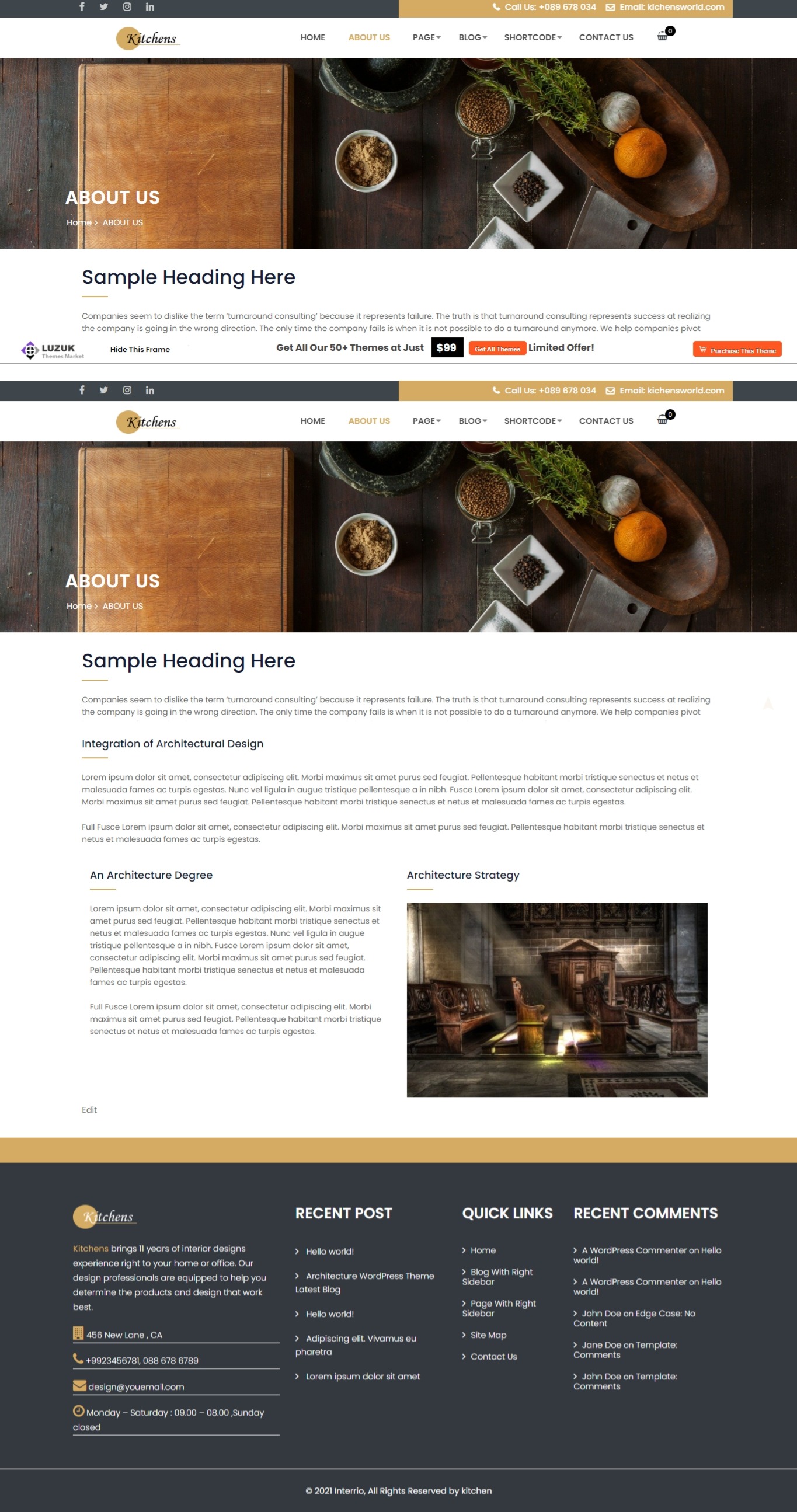 select Full Width Page template