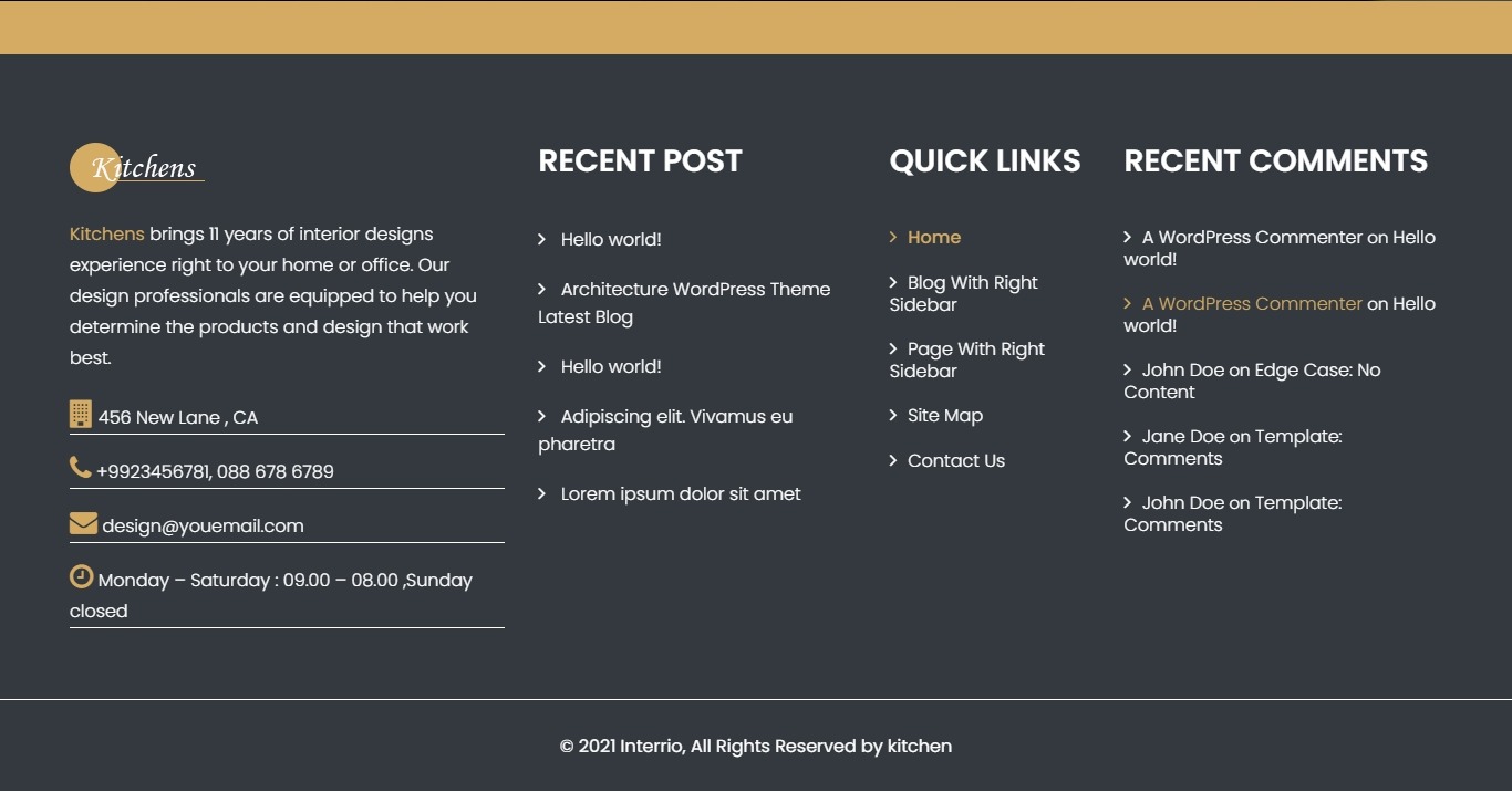 set footer section