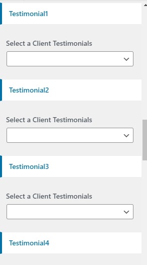 set testimonials Section