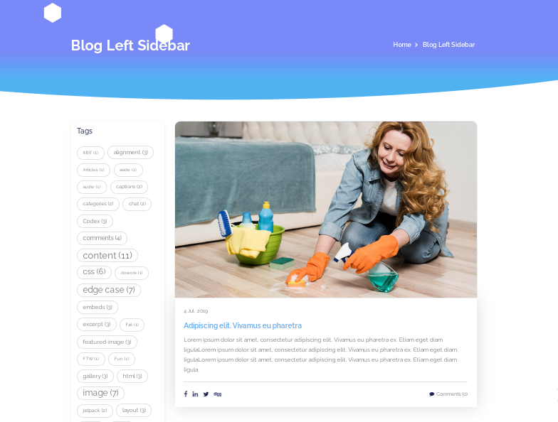 select Blog With Left Sidebar template