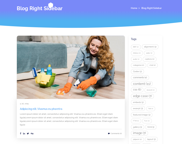 select Blog With Right Sidebar template