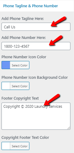 set Footer section