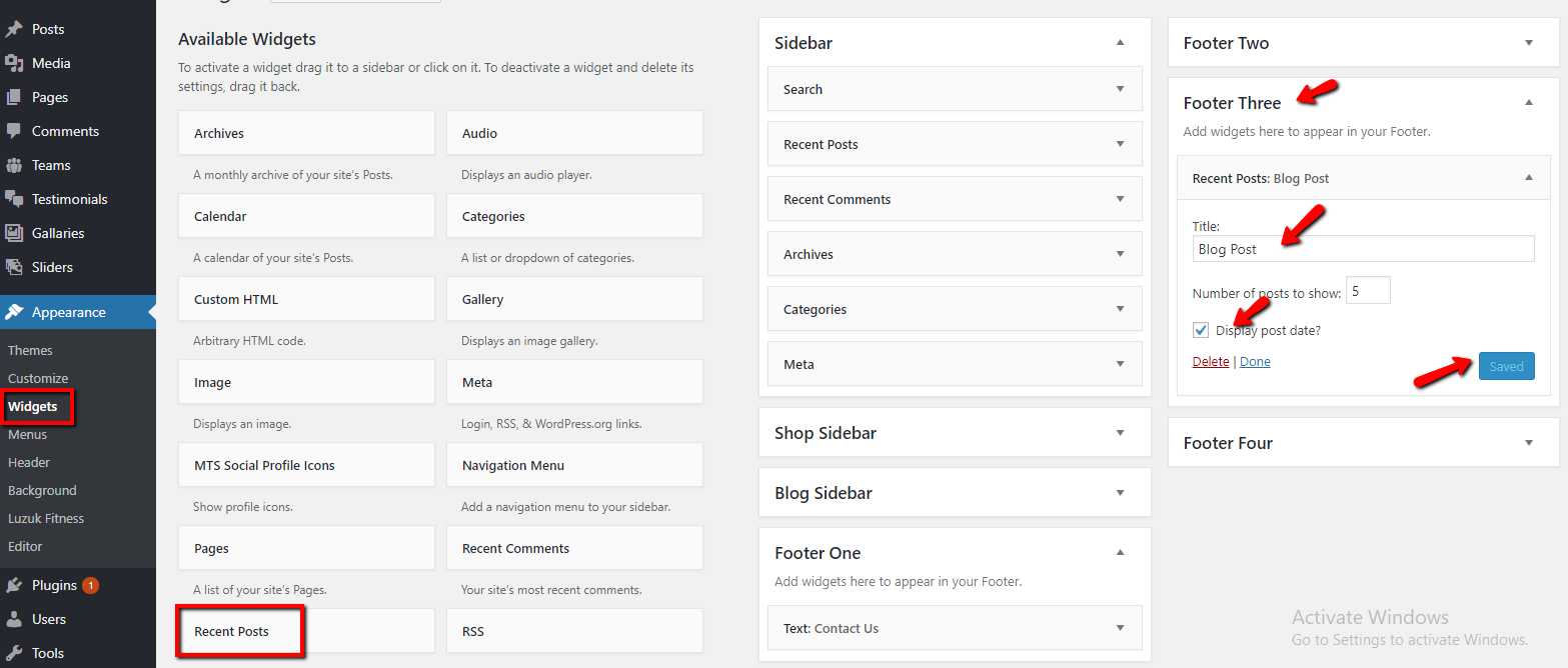 set Footer section