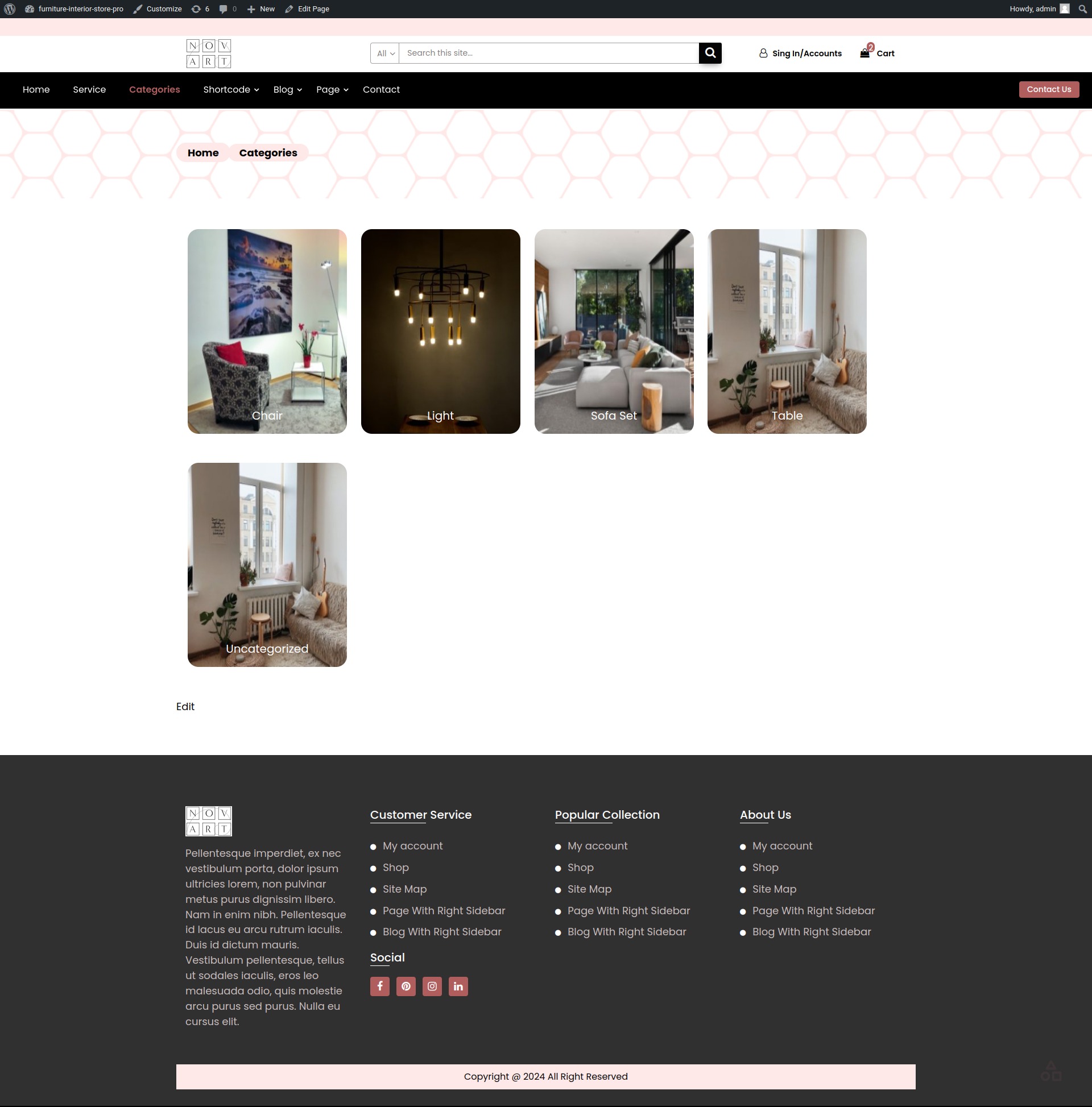 select Page With Left Sidebar template