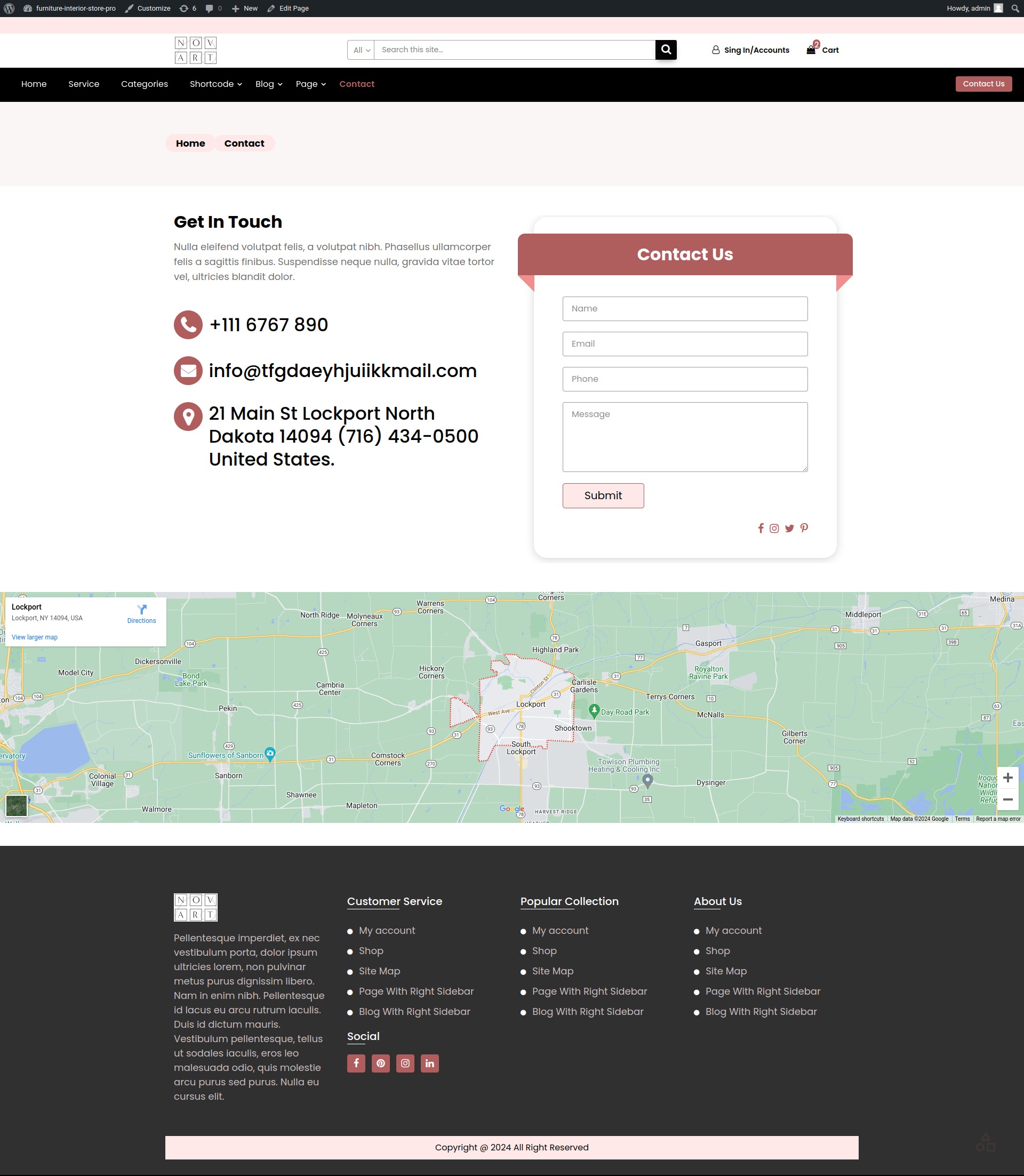 select Contact Page template