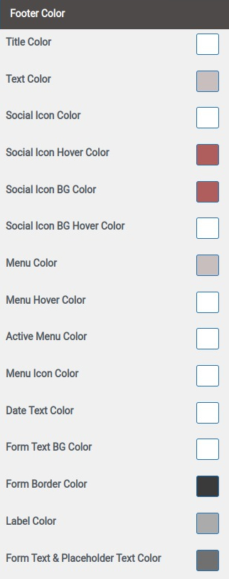 set Footer section