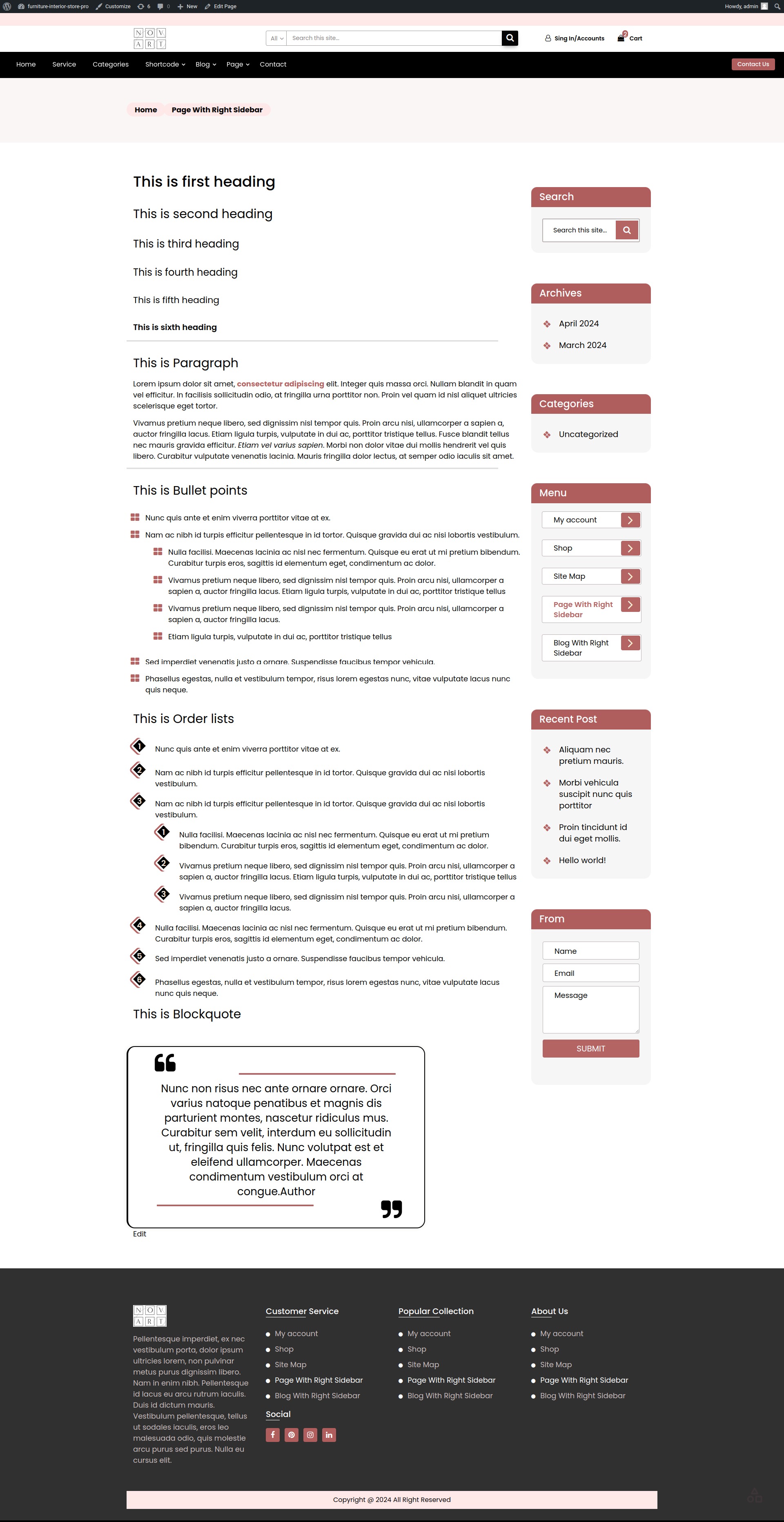 select Page With Right Sidebar template