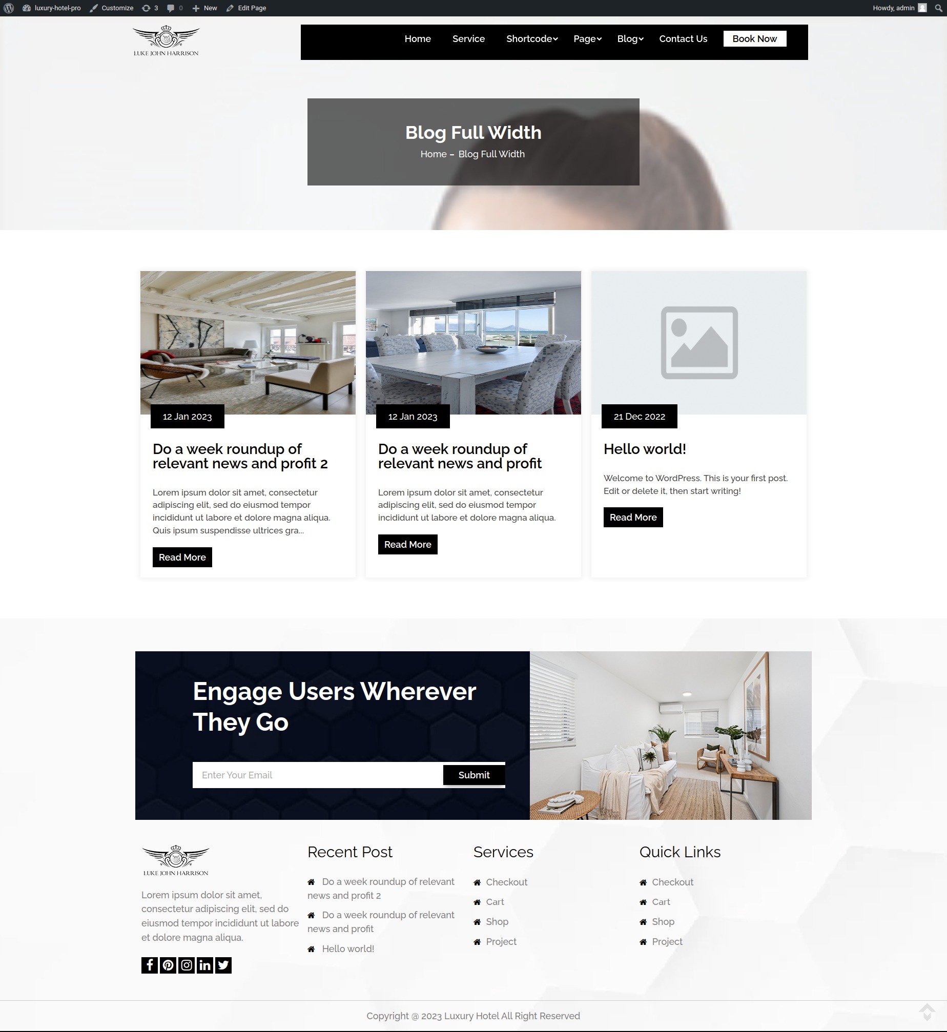 select Blog Full Width template