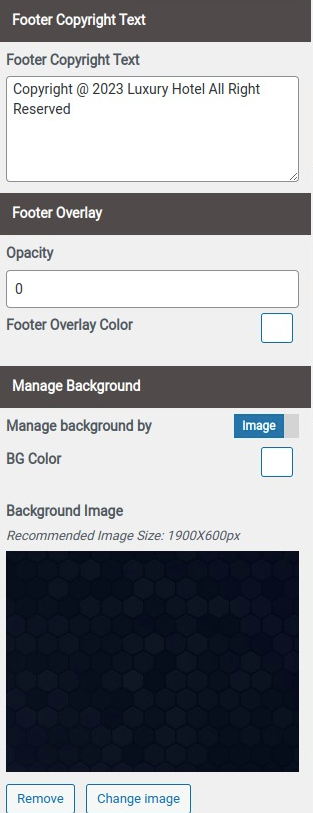 set Footer section