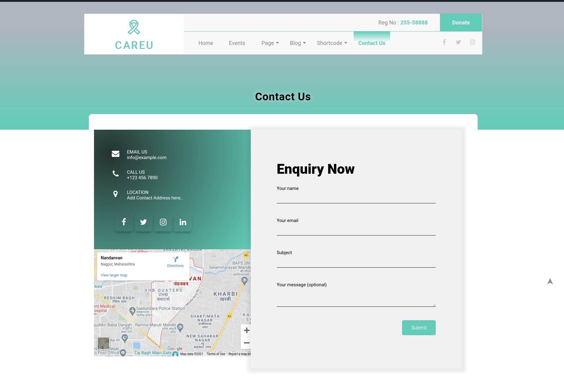 select Contact Page template