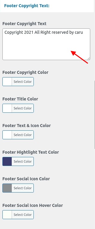 set Footer section