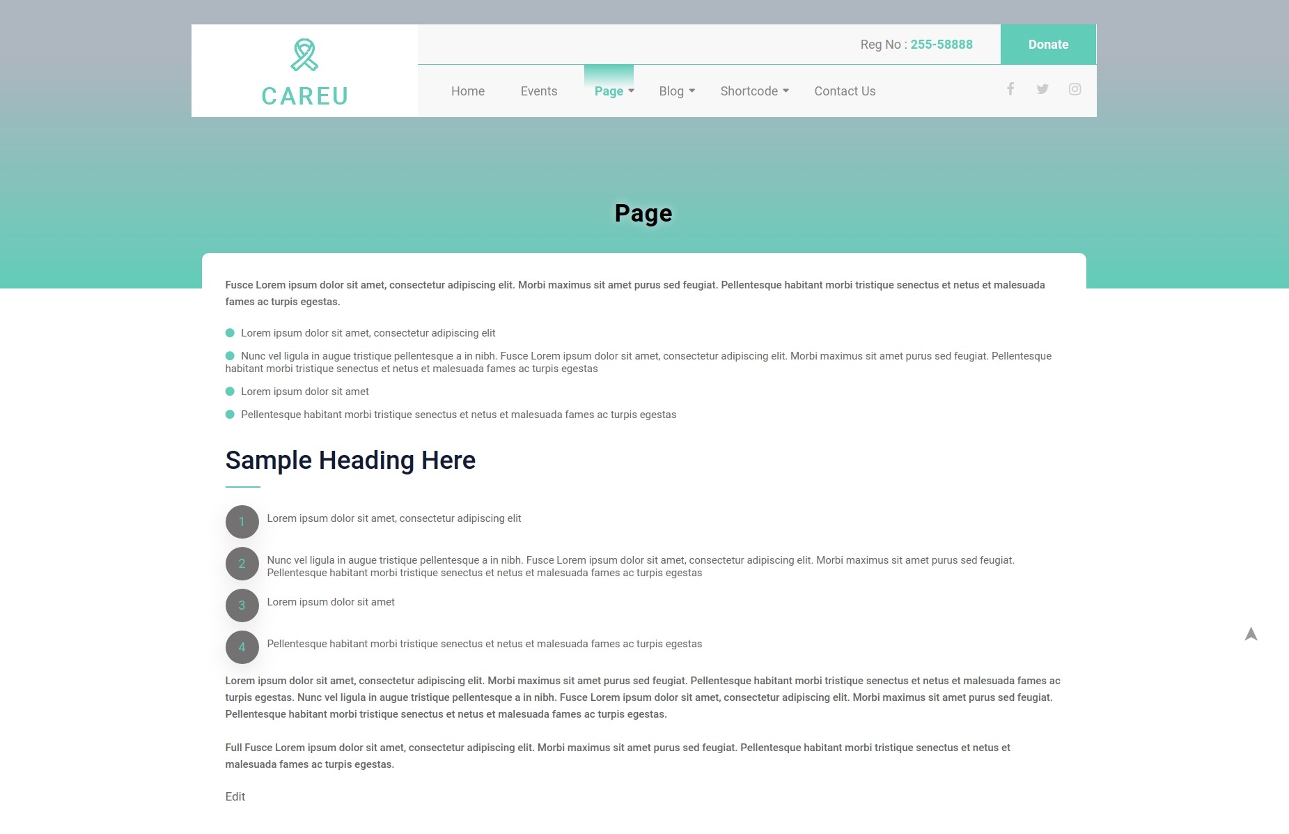 select Full Width Page template