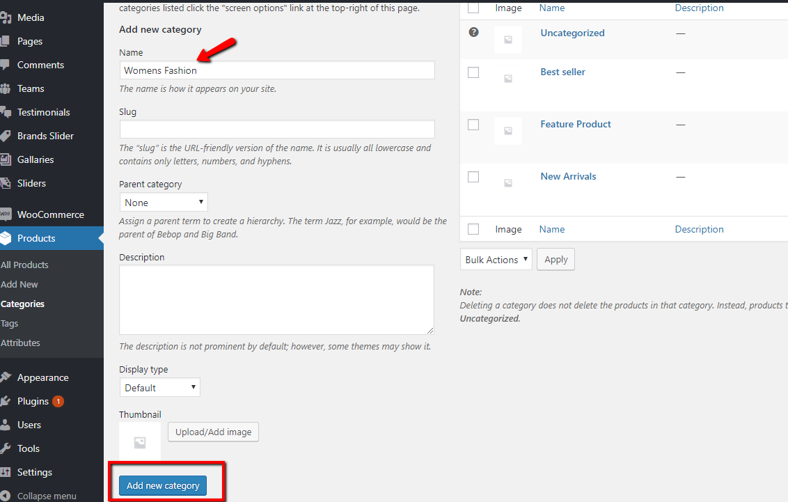 set Product Tab Section