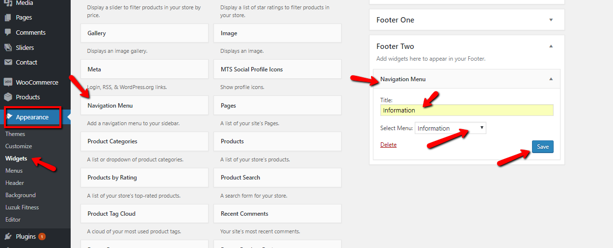 set Footer section