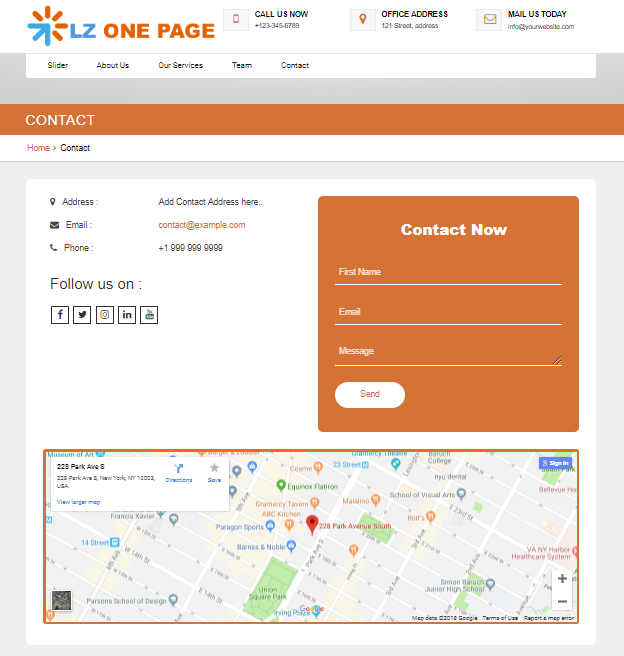 select Contact Page template