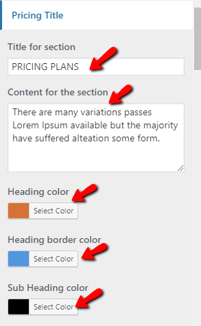 set pricing section