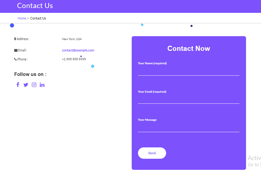 select Contact Page template