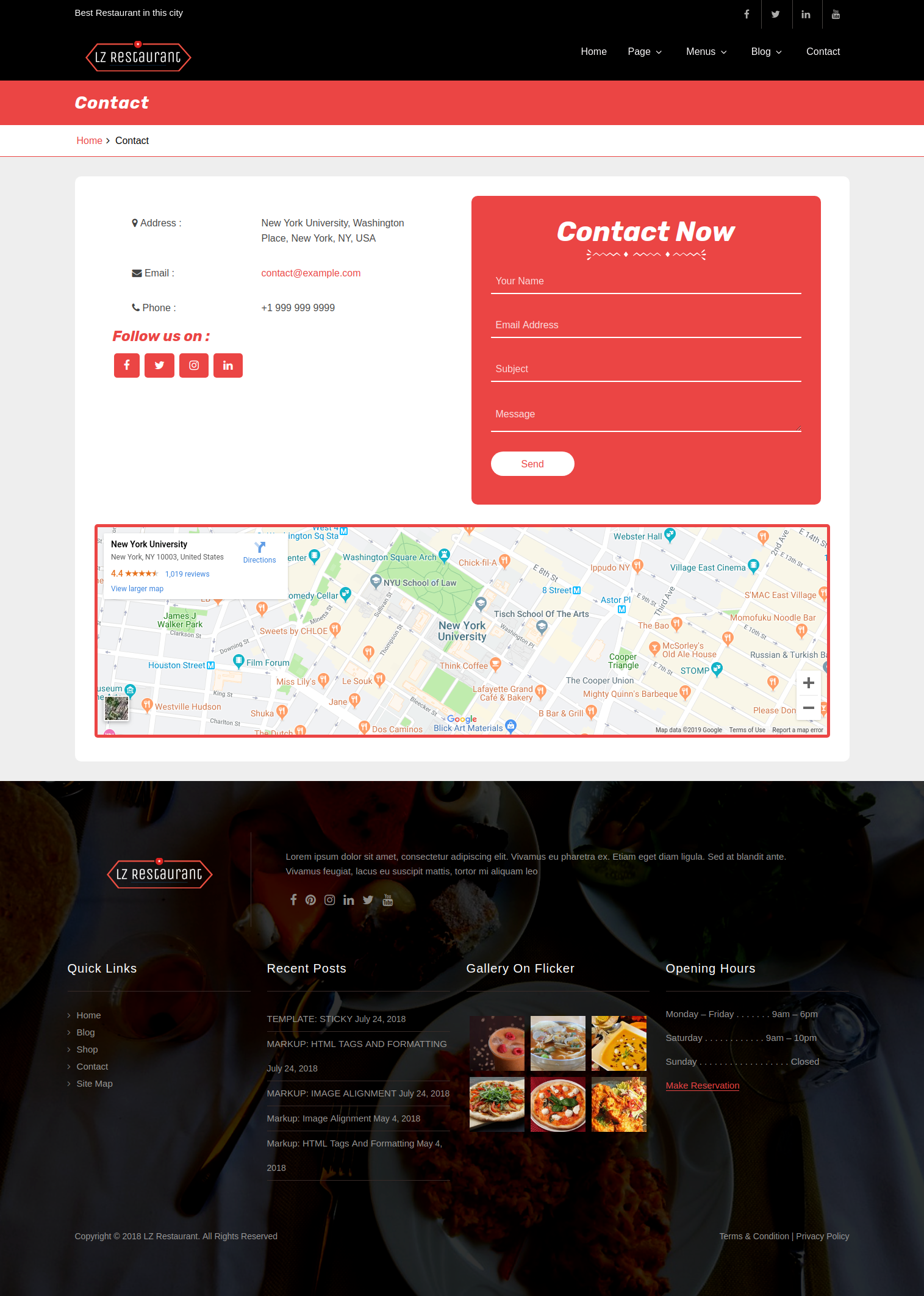 select Contact Page template