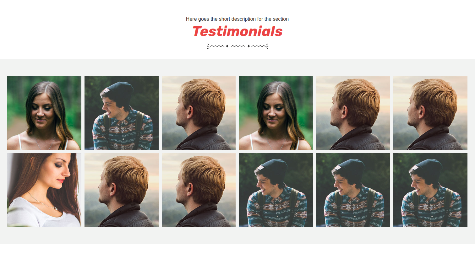 set Testimonials section