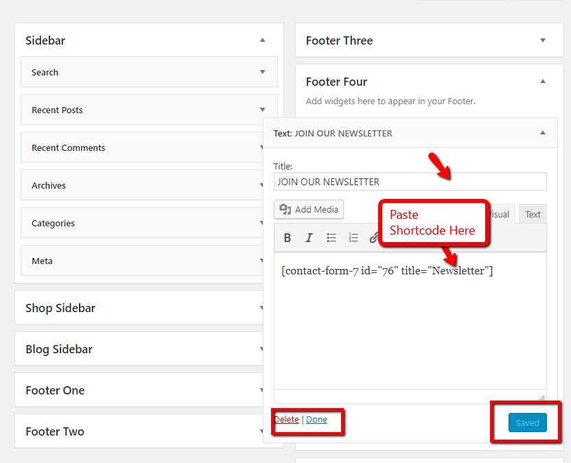 set Footer section