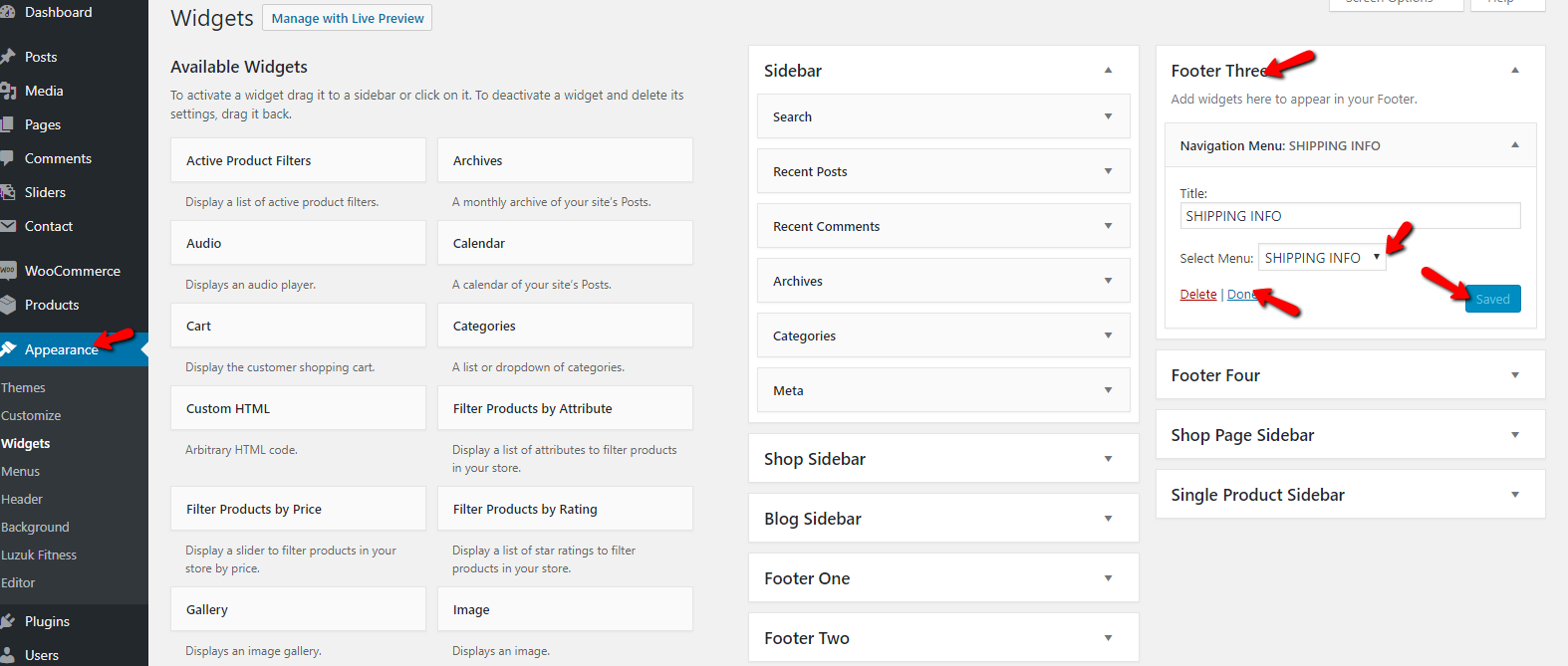 set Footer section