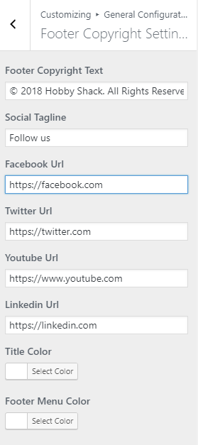 set Footer section