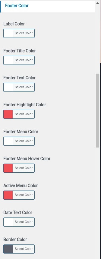 set Footer section