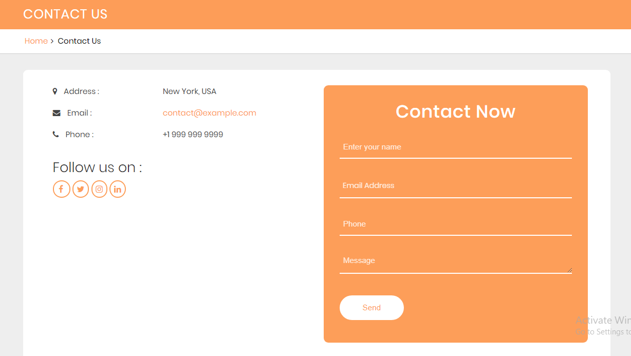 select Contact Page template