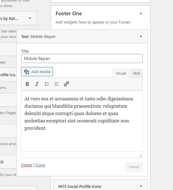 set Footer section