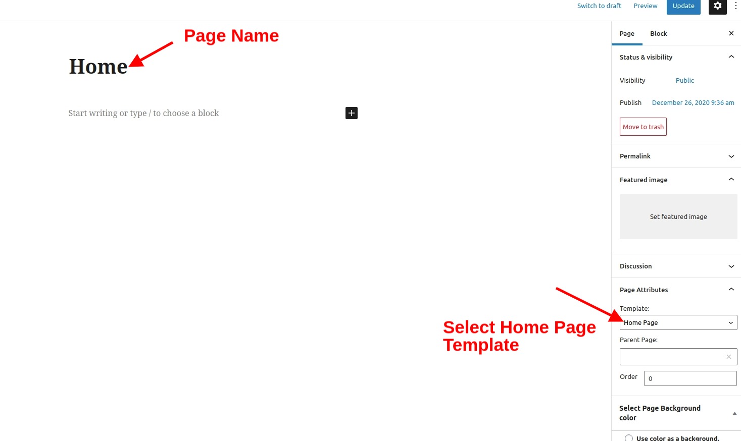 Home Page Setting