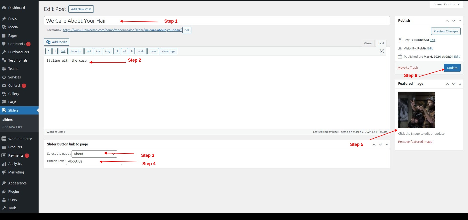 set slider