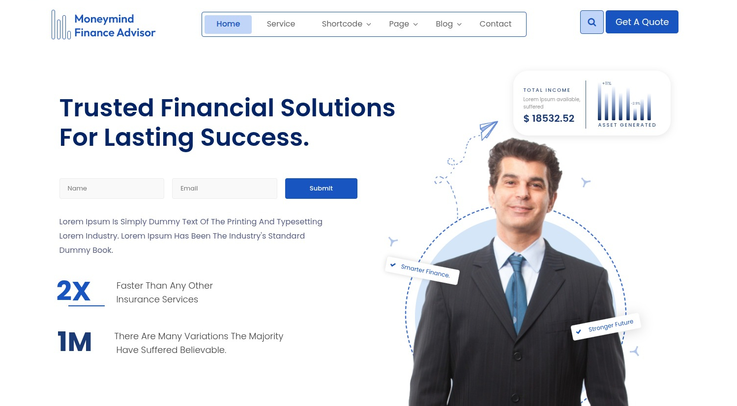 Moneymind Finance Advisor pro wordpress theme