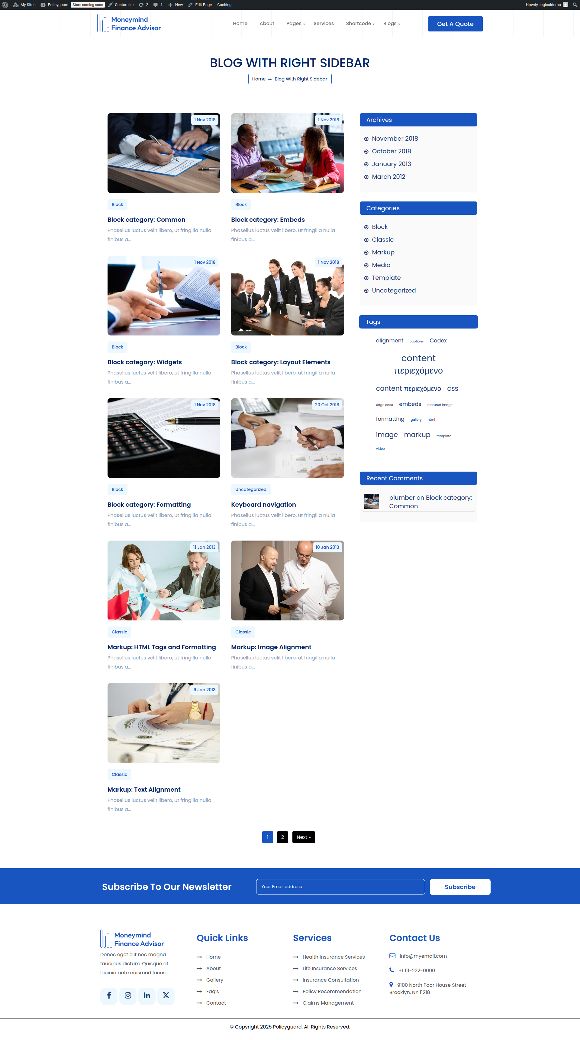 select Blog With Right Sidebar template