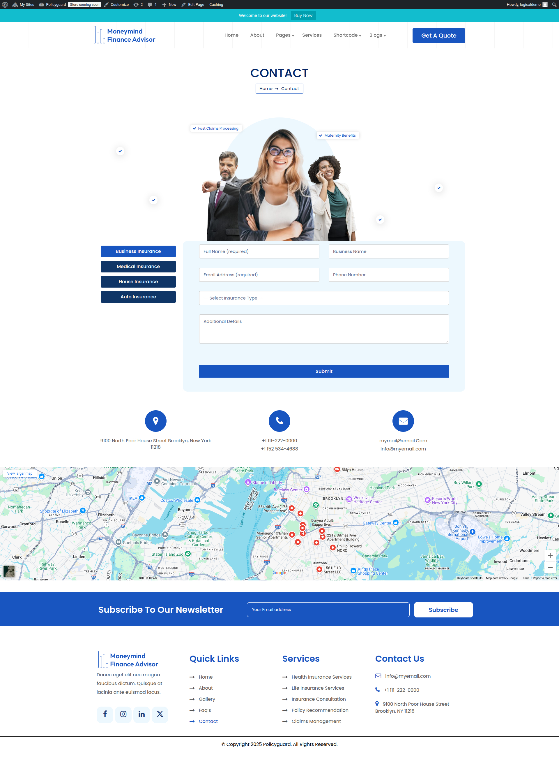 select Contact Page template