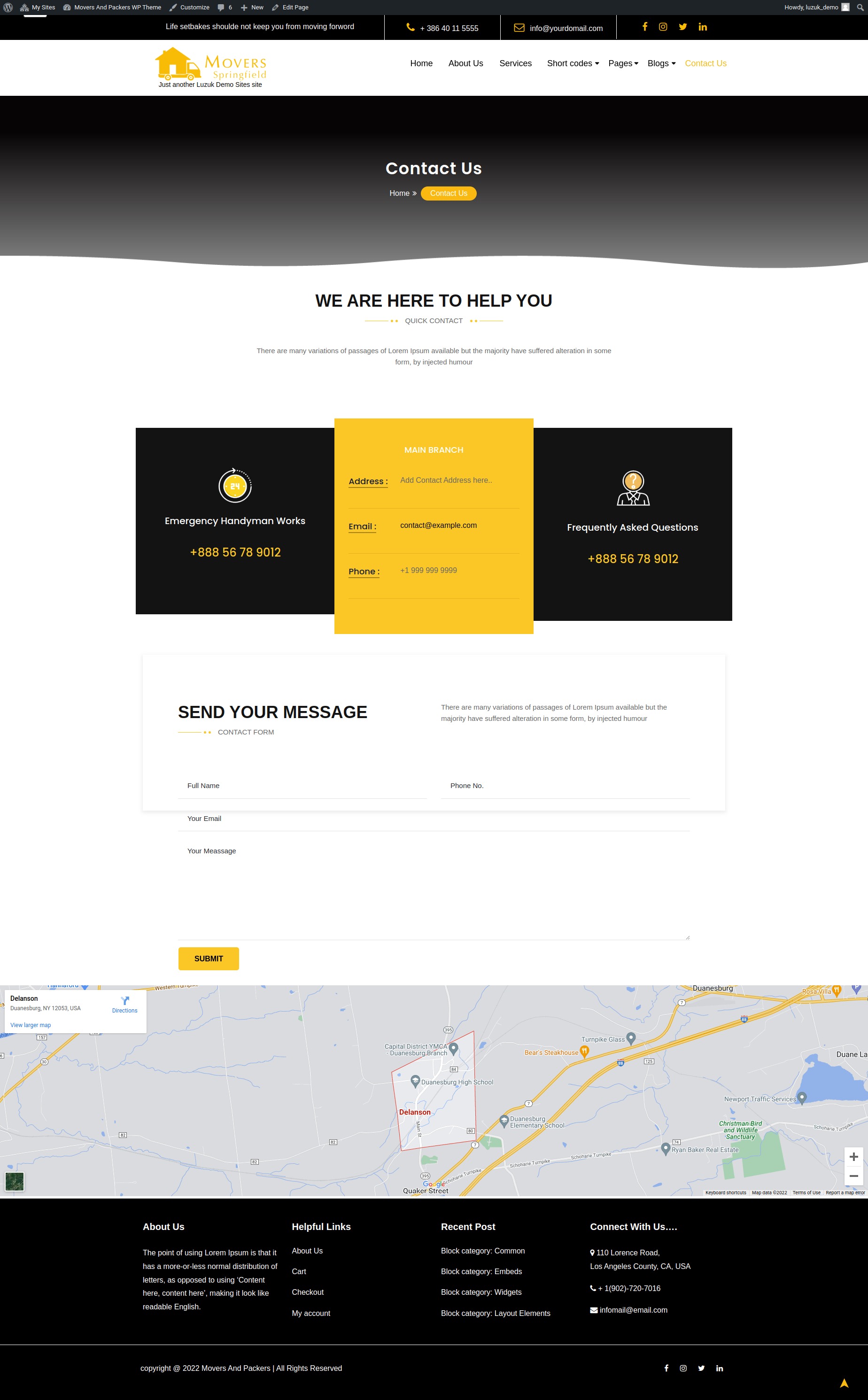 select Contact Page template