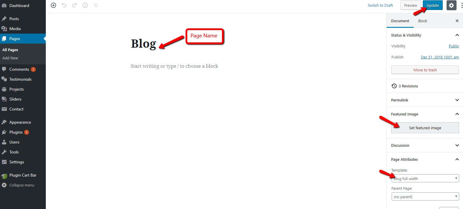 select Blog Full Width template