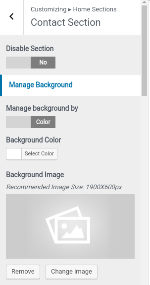 set Contact section