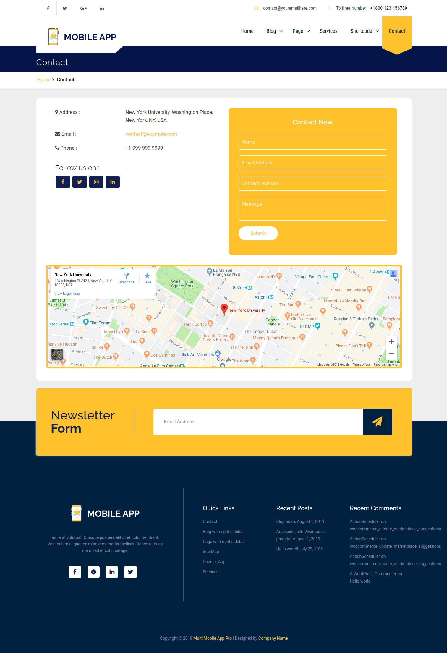 select Contact Page template