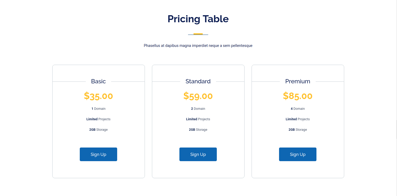 set Pricing section