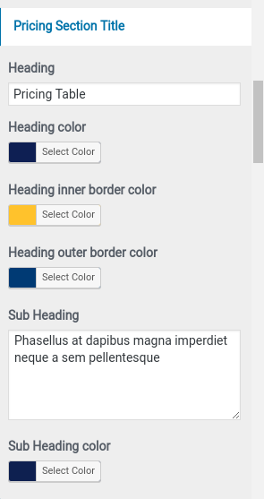 set Pricing section