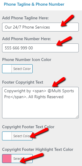 set Footer section