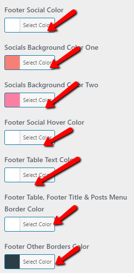 set Footer section