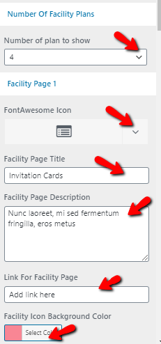 set Facility section