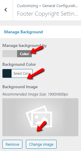 set Footer section