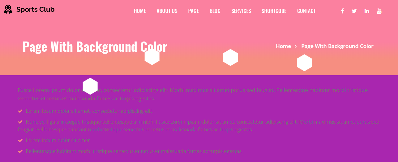 Page with background color