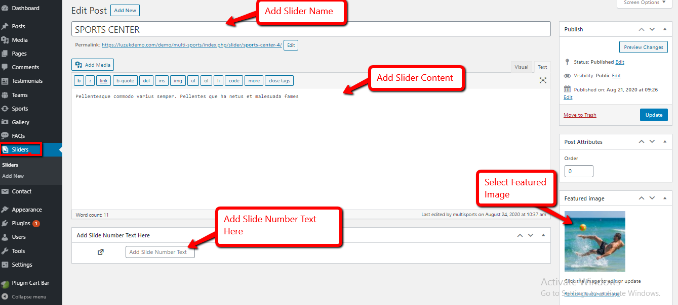 set slider