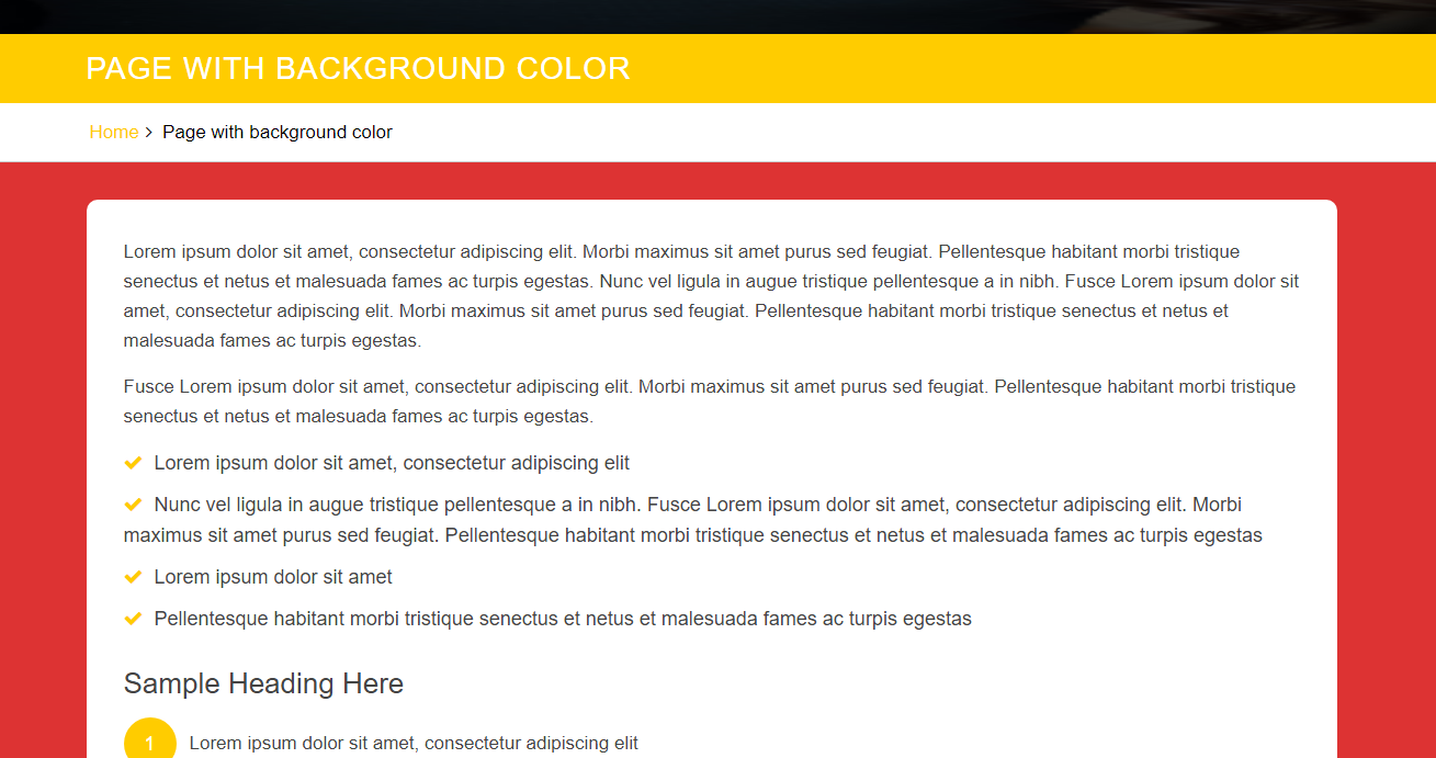 select Page with background color