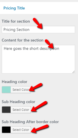 set Pricing section