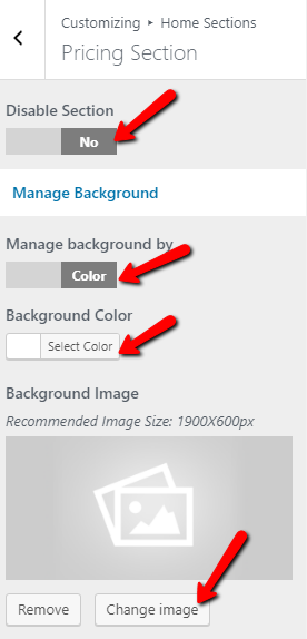 set Pricing section