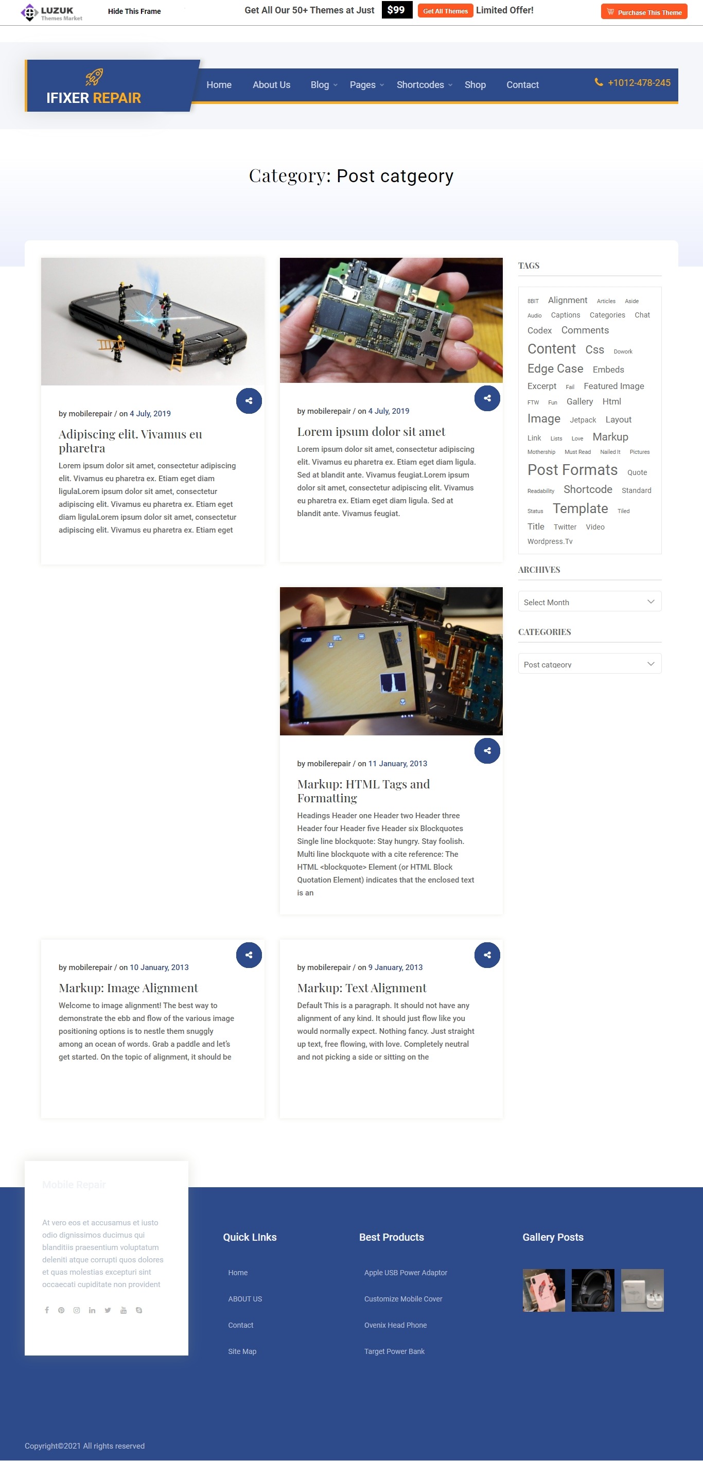 select Blog With Right Sidebar template